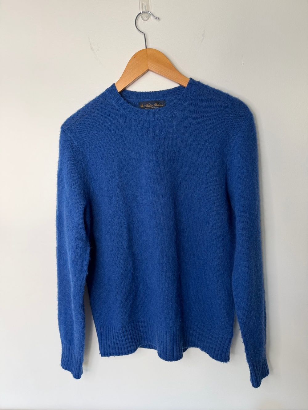 Brooks Brothers Men’s Small 100% Wool Blue Crewneck Sweater Preppy Classic